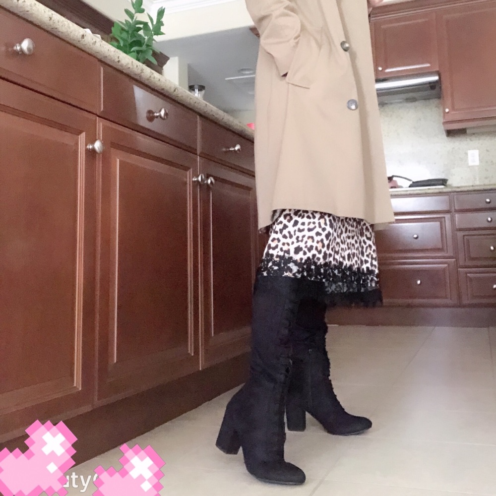 miso-taupe stretch Micro suede over knee boots - Picture 6 of 7